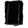 Dolce & Gabbana Black Faux Fur Silver Chain Crossbody Shoulder Purse Bag