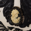 Dolce & Gabbana White Black Wool Embroidered Cameo Brooch Hat