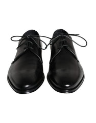 Black Calfskin Leather Derby Men Dress Shoes