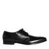 Dolce & Gabbana Black Calfskin Leather Derby Men Dress Shoes