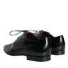 Dolce & Gabbana Black Calfskin Leather Derby Dress Men Shoes