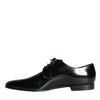 Dolce & Gabbana Black Calfskin Leather Derby Dress Men Shoes