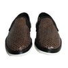 Dolce & Gabbana Brown Black Leather Weaved Men Loafers Shoes