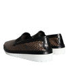 Dolce & Gabbana Brown Black Leather Weaved Men Loafers Shoes