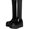 Dolce & Gabbana Black Leather Jersey Knee High Boots Shoes