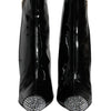 Dolce & Gabbana Black Patent Leather Crystal Heel Boots Shoes