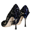 Dolce & Gabbana Dark Blue Leopard Lurex Heels Pumps Shoes