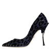 Dolce & Gabbana Dark Blue Leopard Lurex Heels Pumps Shoes