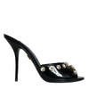 Dolce & Gabbana Black Crystal Heels Keira Sandals Shoes