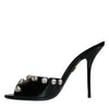 Dolce & Gabbana Black Crystal Heels Keira Sandals Shoes