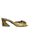 Dolce & Gabbana Yellow Leather Block Heels Slides Shoes