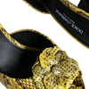 Dolce & Gabbana Yellow Leather Block Heels Slides Shoes