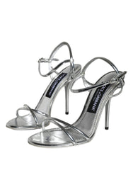 Silver KEIRA Leather AnkleStrap Sandals Shoes