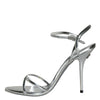 Dolce & Gabbana Silver KEIRA Leather AnkleStrap Sandals Shoes