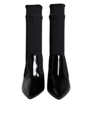 Dolce & Gabbana Black Stretch Stilettos Booties Socks Shoes