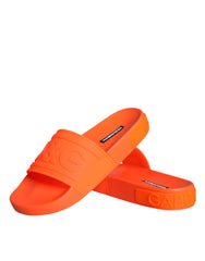 Dolce & Gabbana Orange Rubber Slides Sandals Beachwear Shoes