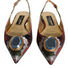 Dolce & Gabbana Multicolor Jacquard Crystal Flats Slingback Shoes