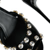 Dolce & Gabbana Black Leather Crystal Ankle Strap Sandals Shoes