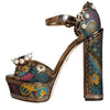 Dolce & Gabbana Fuchsia Jacquard Embellished Keira Sandals Shoes