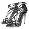 Dolce & Gabbana Silver Keira Leather Heels Sandals Shoes