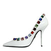 Dolce & Gabbana White Crystals Leather High Heels Pumps Shoes