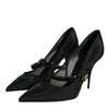 Dolce & Gabbana Black Mesh Mary Jane Crystal Heel Pumps Shoes