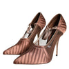 Dolce & Gabbana Brown Mesh Viscose Ankle Strap Pumps Shoes