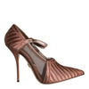 Dolce & Gabbana Brown Mesh Viscose Ankle Strap Pumps Shoes