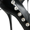 Dolce & Gabbana Black Crystals Leather High Heels Pumps Shoes