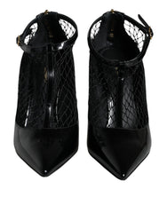 Black Mesh Patent Leather Heels Pumps Shoes