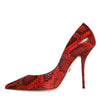 Dolce & Gabbana Red Leather Stiletto High Heels Pumps Shoes