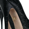 Dolce & Gabbana Black Leather Platform Heels Pumps Shoes