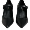 Dolce & Gabbana Black Leather Logo Heels Mary Janes Pumps Shoes