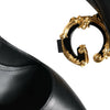 Dolce & Gabbana Black Leather Logo Heels Mary Janes Pumps Shoes