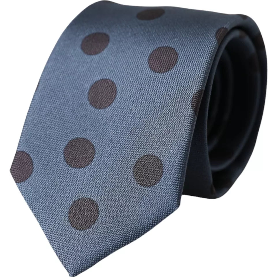 Blue Black Silk Polka Dot Adjustable Men Tie