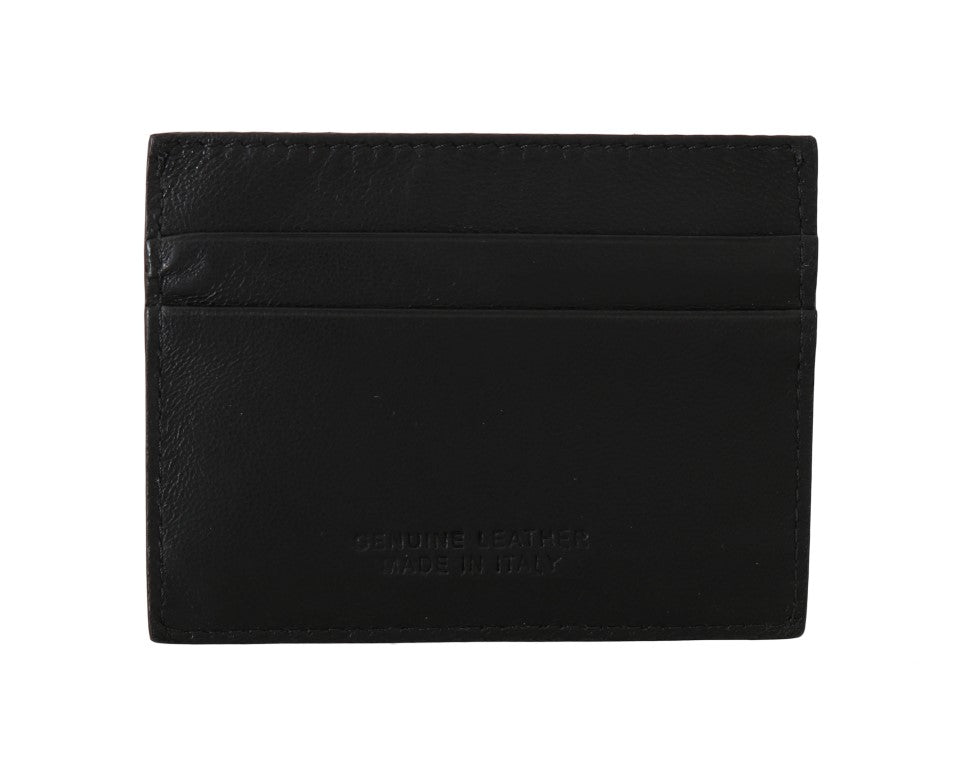 Billionaire Italian Couture Exquisite Black Leather Men's Wallet