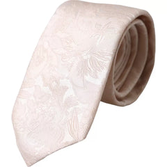 Off White Floral Brocade Silk Adjustable Men Tie