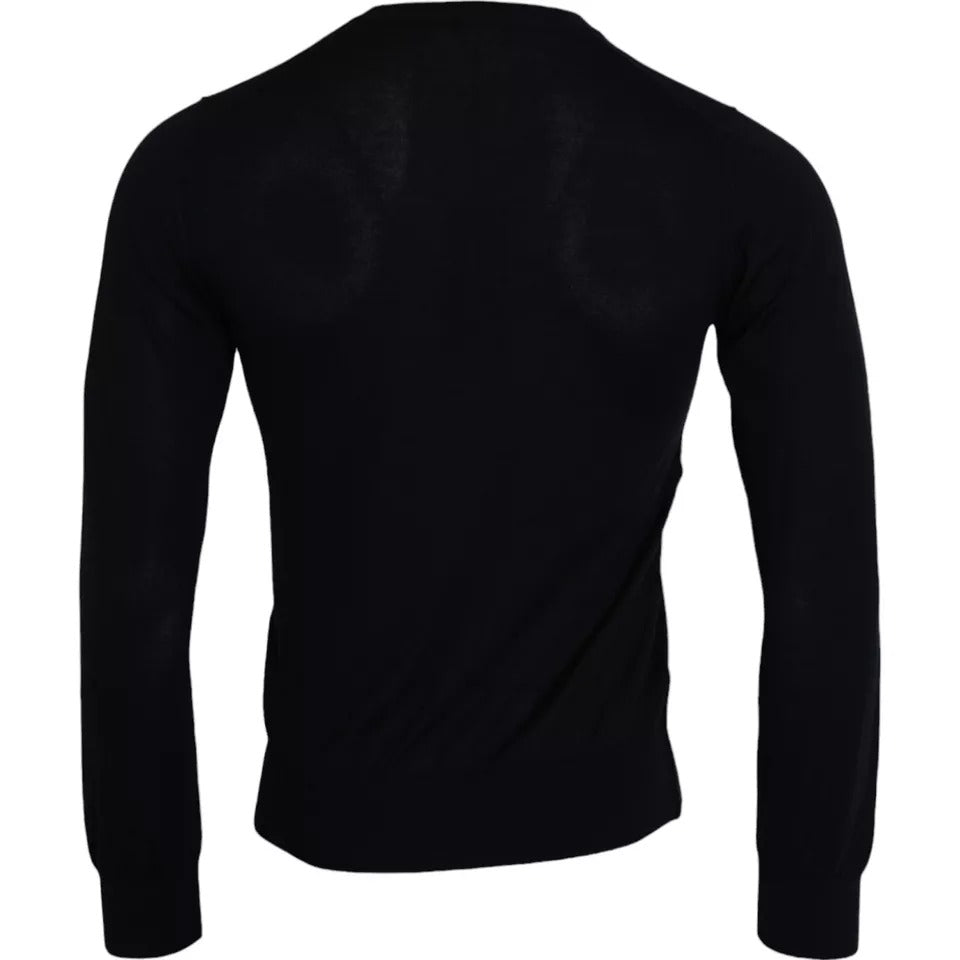 Dolce & Gabbana Black Cashmere Crew Neck Pullover Sweater