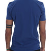 Frankie Morello Stylish Blue Riders Motif Cotton Tee