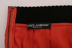 Dolce & Gabbana Orange Macramé Lace Pencil Skirt