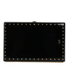 Dolce & Gabbana Black Leather Studs Gold Frame Clutch Evening Purse Bag