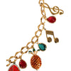 Dolce & Gabbana Gold Tone Brass Fruity Crystal Embellished Waist Chain Belt