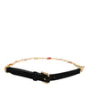 Dolce & Gabbana Black Leather Gold Brass Crystal Chain Waist Belt