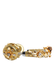 Gold Leather Floral Crystal Angel Headset Headphones