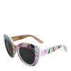 Dolce & Gabbana Multicolor Wood Crystal Brass Frame Floral Hand Paint Sunglasses