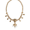 Dolce & Gabbana Gold Brass Chain Floral Crystal Cross Pendant Necklace