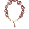 Dolce & Gabbana Pink Maxi Faux Pearl Beads Crystals Gold Chain Necklace