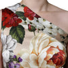 Dolce & Gabbana Multicolor Floral Silk Stretch One Shoulder Dress