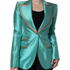 Dolce & Gabbana Metallic Green Single Breasted Blazer Jacket