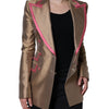 Dolce & Gabbana Metallic Brown Double Breasted Blazer Jacket